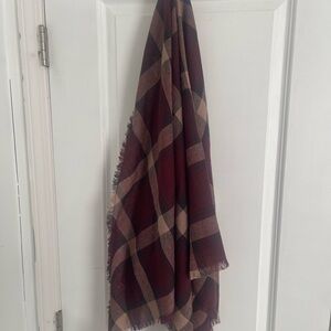 J. Jill Burgundy and Tan Checkered Triangle Scarf